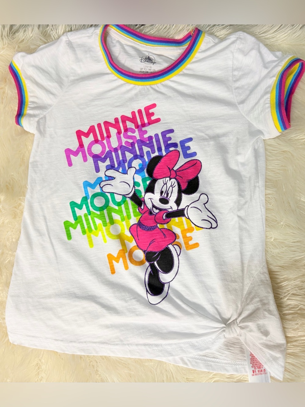 Disney Minnie Mouse sparkle rainbow top girls L